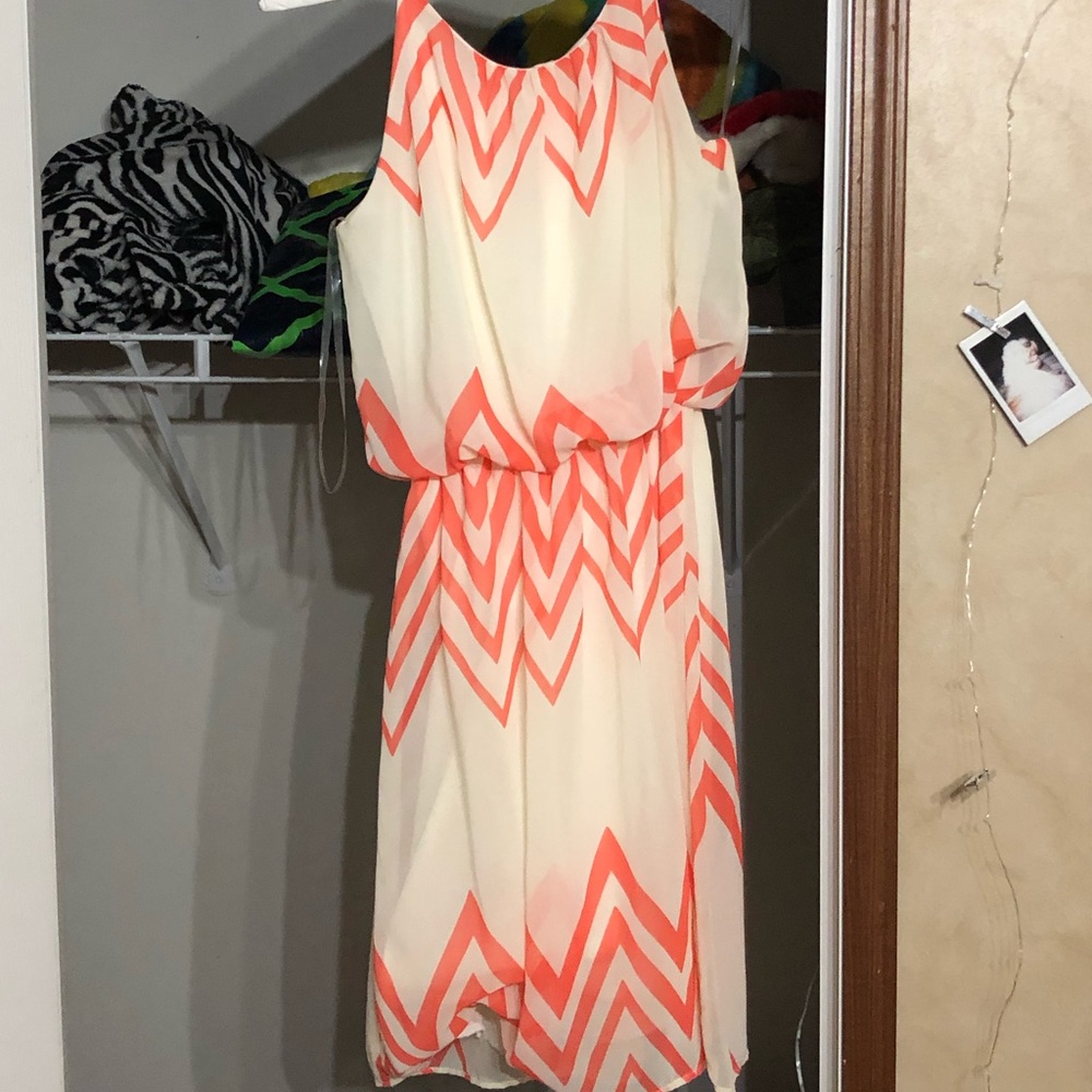 Peach and Cream Chevron dress